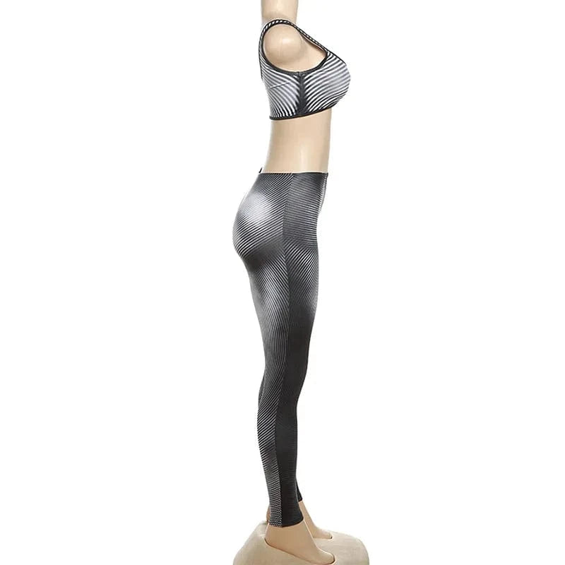 GX38767 Fashion 2024 Summer Street Wear Trending Boutique Stripped Sleeveless Cropped Top and Pant 2 Pieces Set Women