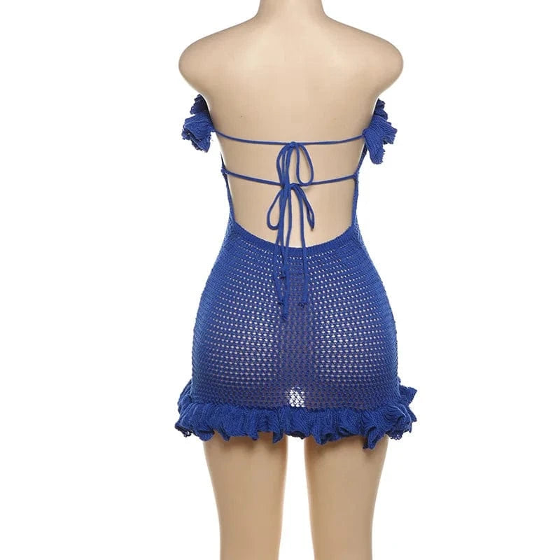 GX43101 Fashion 2024 Summer Women's New Arrival Party Knitted Party Tube Mini Dresses Elegant Evening Unique Ruffle Dress