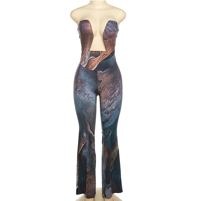 GX6954 Boutique 2024 summer lady street wear one piece party sexy irregular sleeveless ladies tube hollow out jumpsuits women
