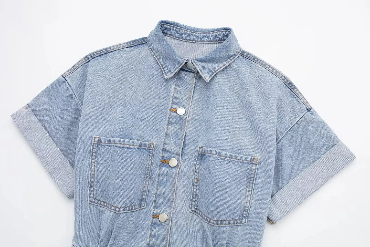 GX7147 Women's summer new street wear sexy jeans bodysuit playsuit ladies sexy short sleeve one piece elegant denim jumpsuit