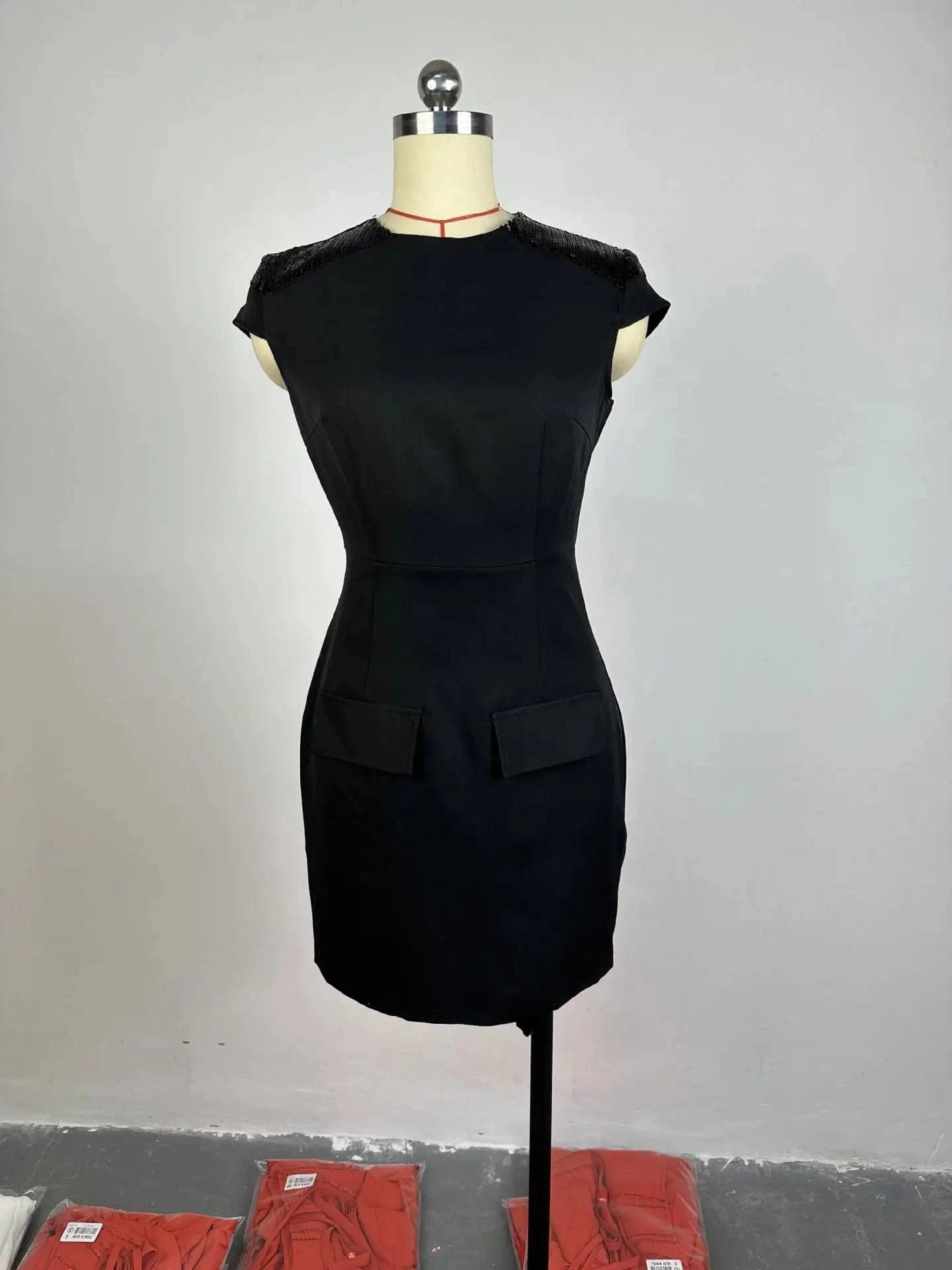 GX7206 Fashion 2024 Summer Sleeveless O-neck Mini Dress Sequin Patchwork Street Wear Sexy Dresses