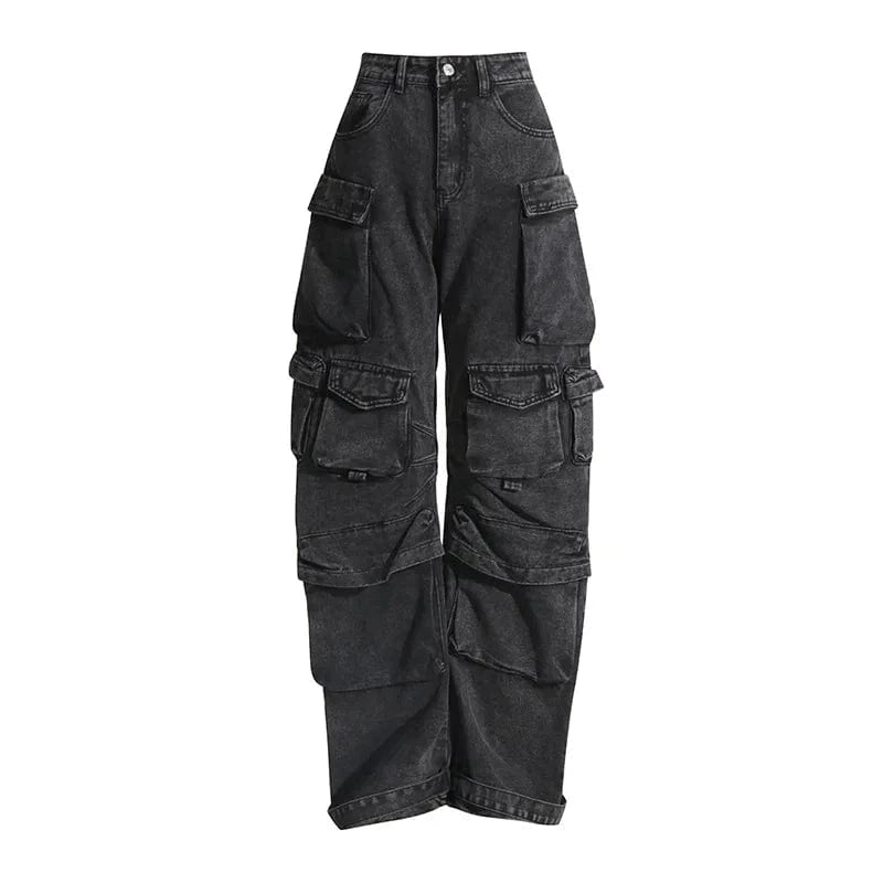 GX8294 Wholesale Fashion Ladies Jeans Women's Straight Hip-Hop Multi-Pocket Cargo Denim Pant