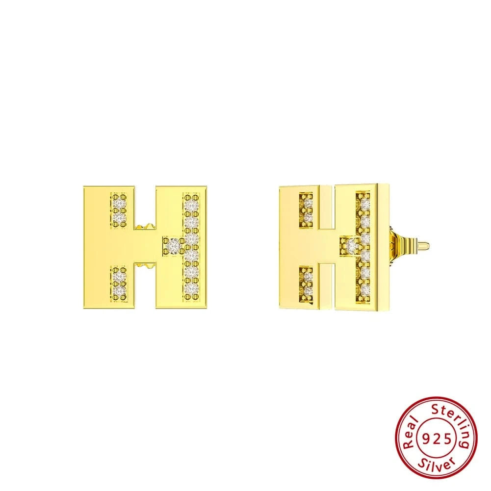 H RINNTIN ZKE01 Fine Jewelry Earrings 2023 Zircon Letter Stud Earrings Silver 925 Sterling Women Wholesale Bulk Earring Alphabet
