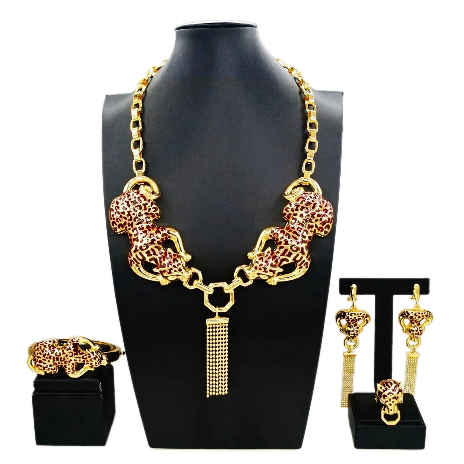 H00664 2024 Newest Fashion Style Leopard Italian Jewelry Wholesale Price High Quality Jewelry Set 24 K Gold Plated Italian Jewelry Sets