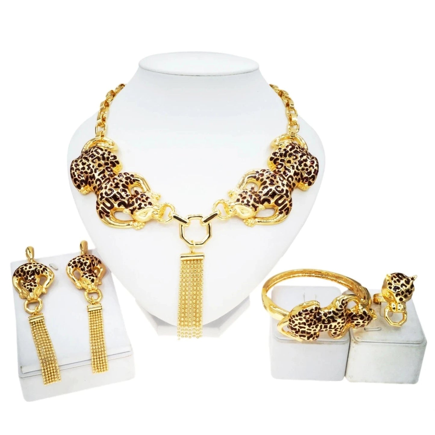 H00664 2024 Newest Fashion Style Leopard Italian Jewelry Wholesale Price High Quality Jewelry Set 24 K Gold Plated Italian Jewelry Sets