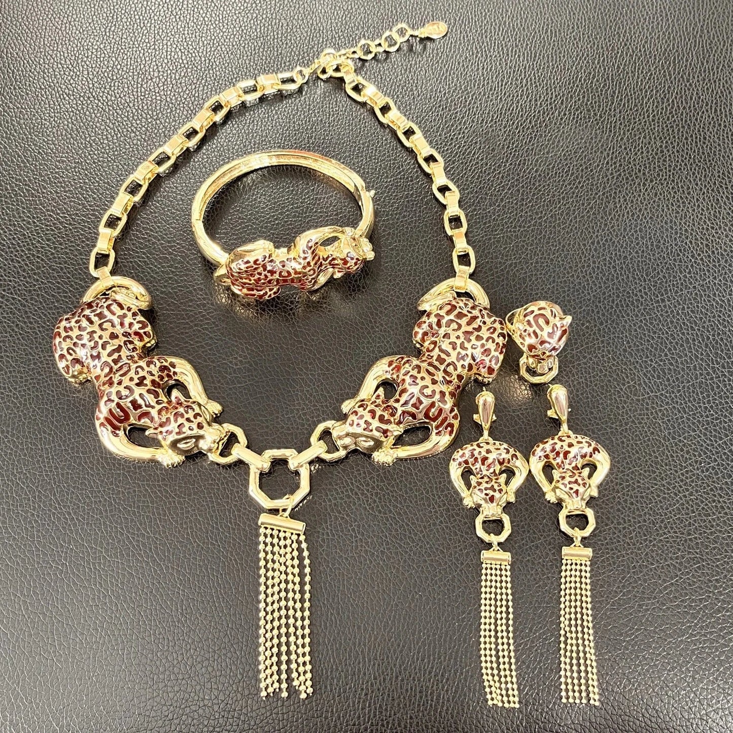 H00664 2024 Newest Fashion Style Leopard Italian Jewelry Wholesale Price High Quality Jewelry Set 24 K Gold Plated Italian Jewelry Sets