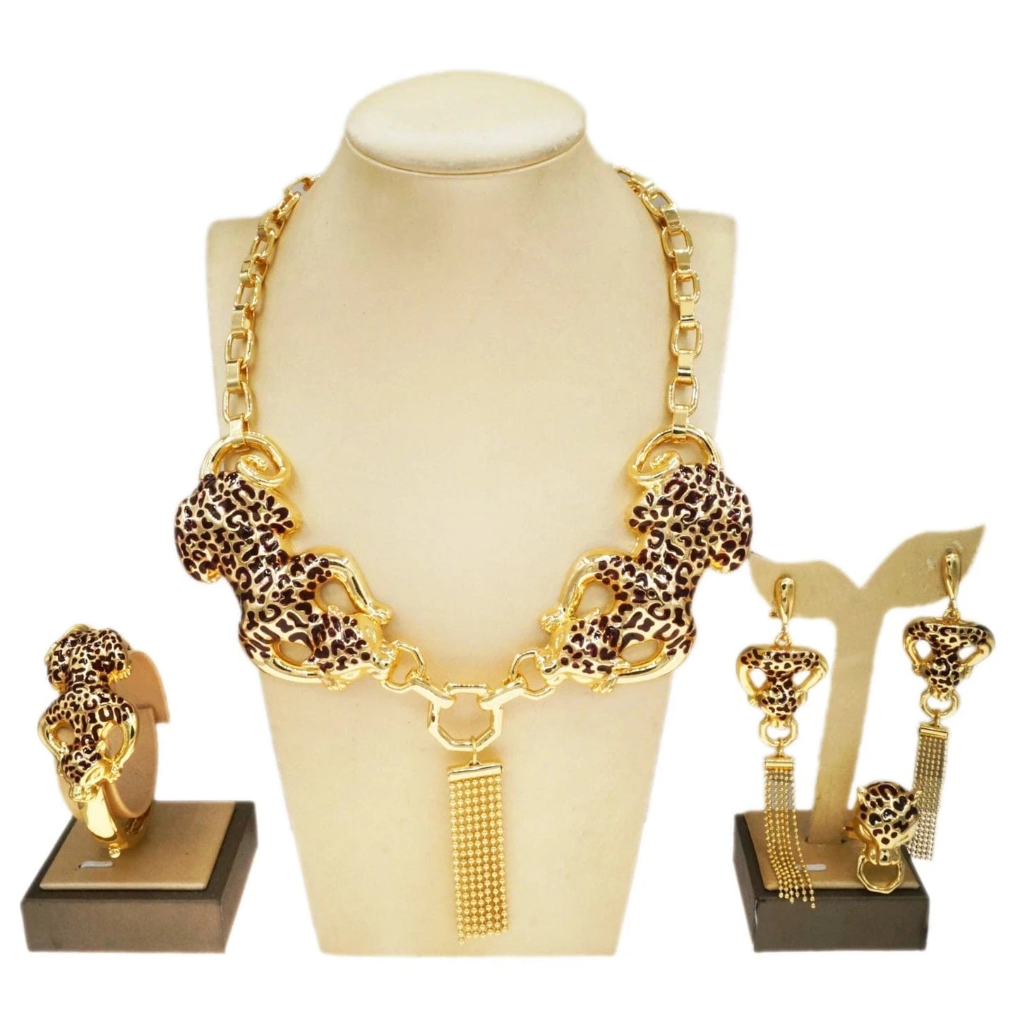 H00664 2024 Newest Fashion Style Leopard Italian Jewelry Wholesale Price High Quality Jewelry Set 24 K Gold Plated Italian Jewelry Sets