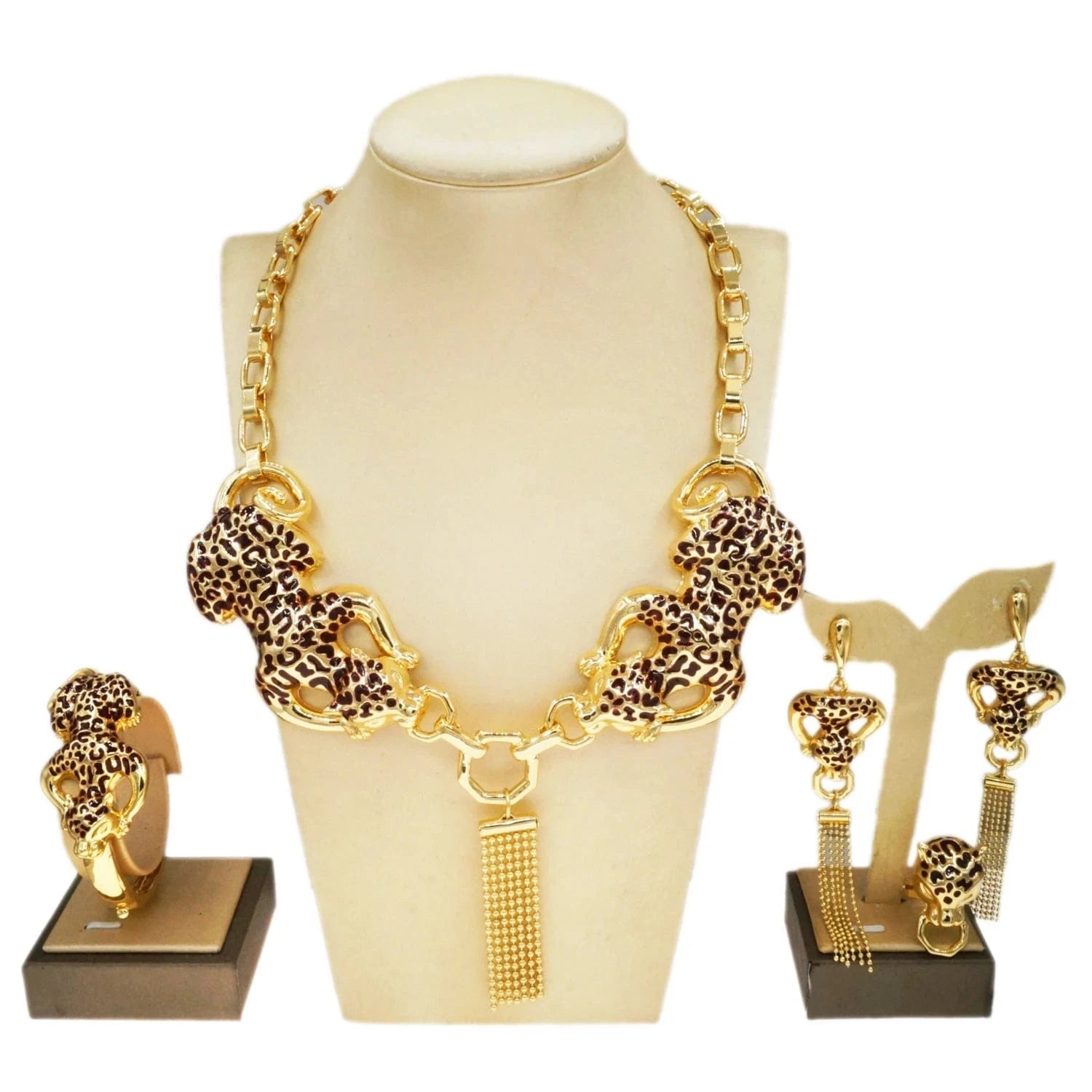 H00664 2024 Newest Fashion Style Leopard Italian Jewelry Wholesale Price High Quality Jewelry Set 24 K Gold Plated Italian Jewelry Sets