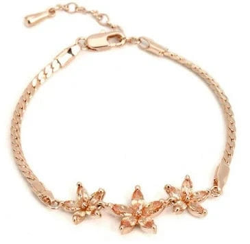 H020 Top Quality Three Multicolour Flower Rose Gold Color Bracelet For Women Girl  Crystals Fashion Jewelry Wholesale H019-M