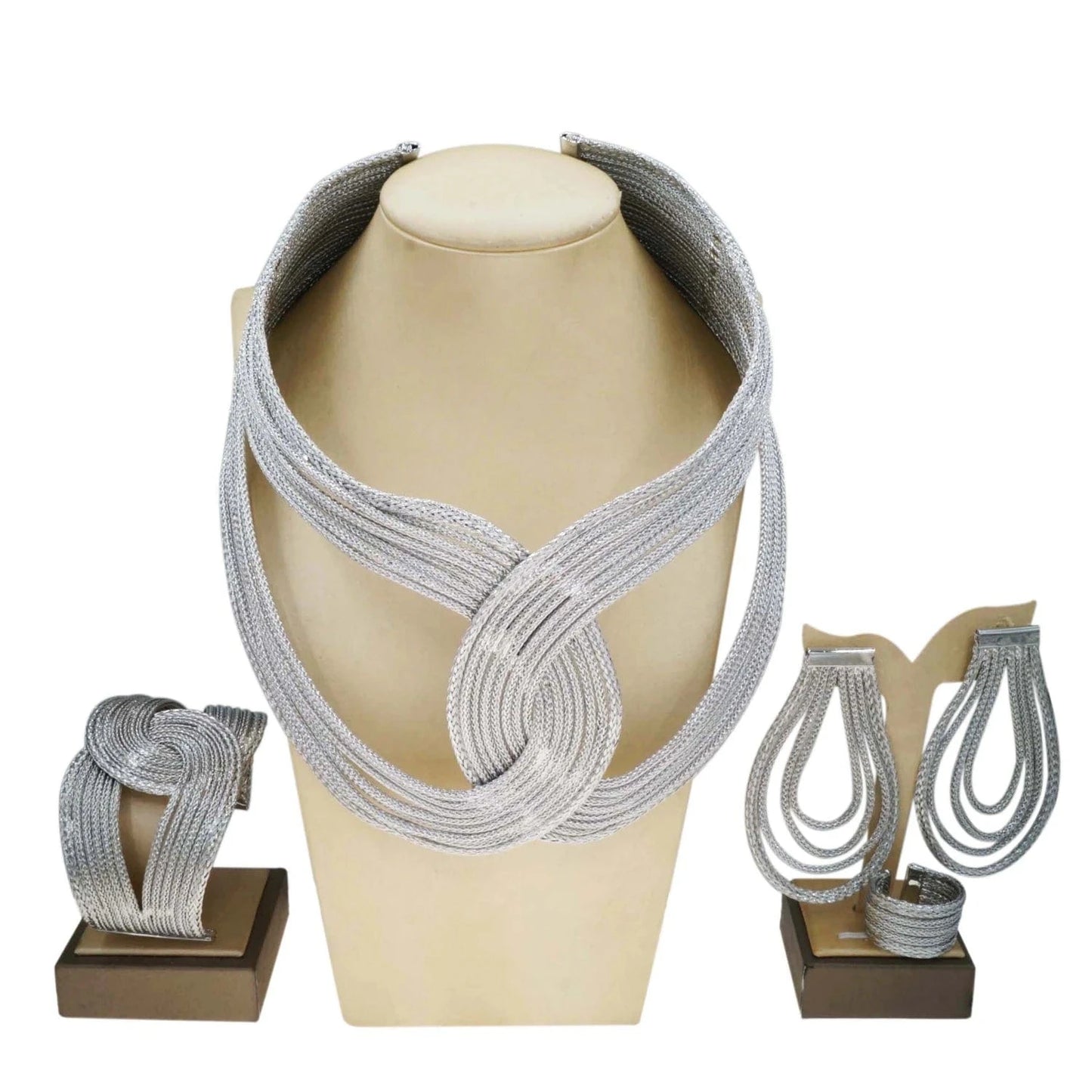 H30089 High Quality Brazilian Jewelry Set 925 Silver Plated African Jewelry For Women 4 Pieces Necklace Earrings Ring Bangle Set Jewels