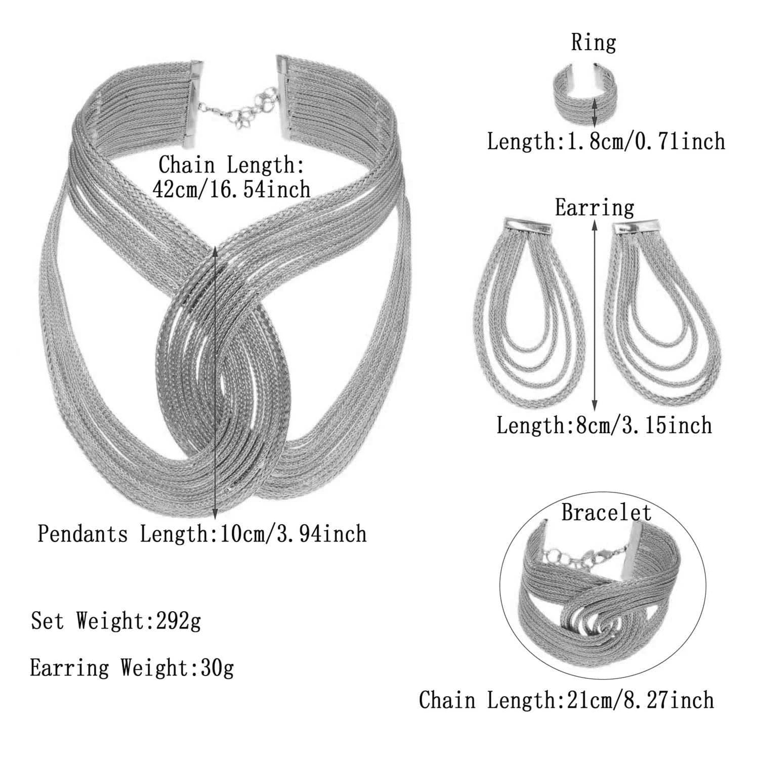 H30089 High Quality Brazilian Jewelry Set 925 Silver Plated African Jewelry For Women 4 Pieces Necklace Earrings Ring Bangle Set Jewels