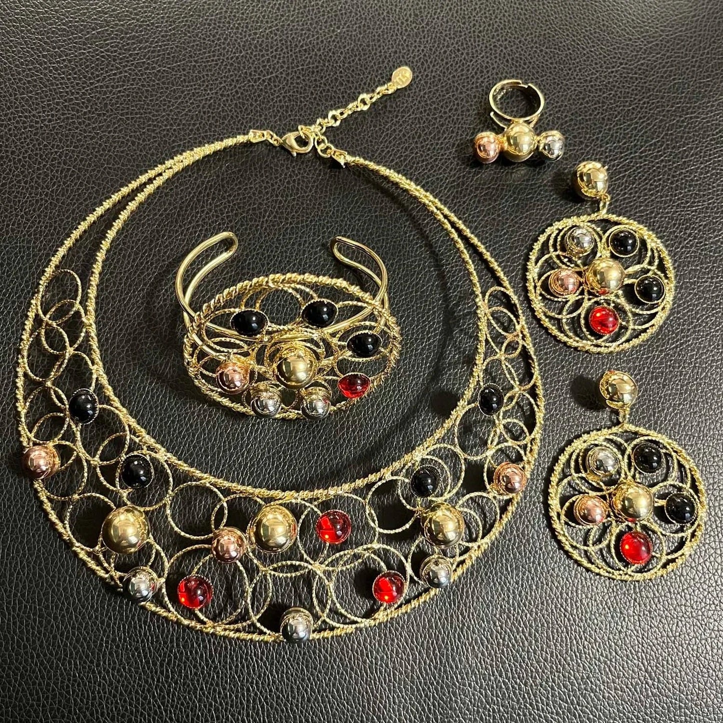 H50065 New Brazilian Jewelry Accessories High Quality Colorful Ball design Jewelry Set 24 K Gold Plated Jewelry For Women