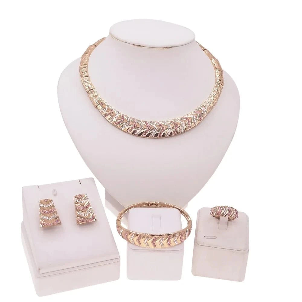 HA0135 Wholesale Factory Price Dubai Jewelry set 18 K Gold Necklace Jewelry For Women Bridal Wedding Luxury Jewelry Sets Nigerian