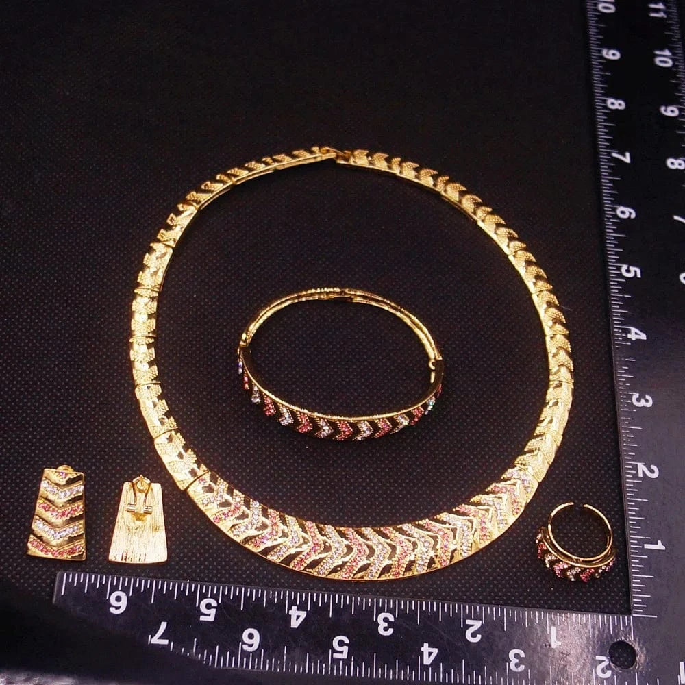 HA0135 Wholesale Factory Price Dubai Jewelry set 18 K Gold Necklace Jewelry For Women Bridal Wedding Luxury Jewelry Sets Nigerian