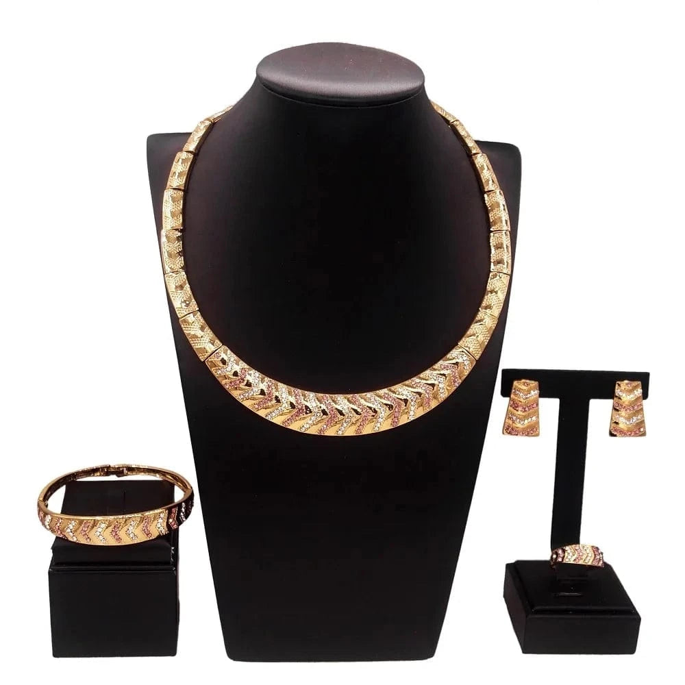 HA0135 Wholesale Factory Price Dubai Jewelry set 18 K Gold Necklace Jewelry For Women Bridal Wedding Luxury Jewelry Sets Nigerian