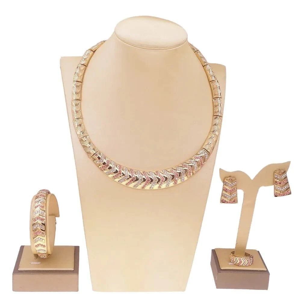 HA0135 Wholesale Factory Price Dubai Jewelry set 18 K Gold Necklace Jewelry For Women Bridal Wedding Luxury Jewelry Sets Nigerian
