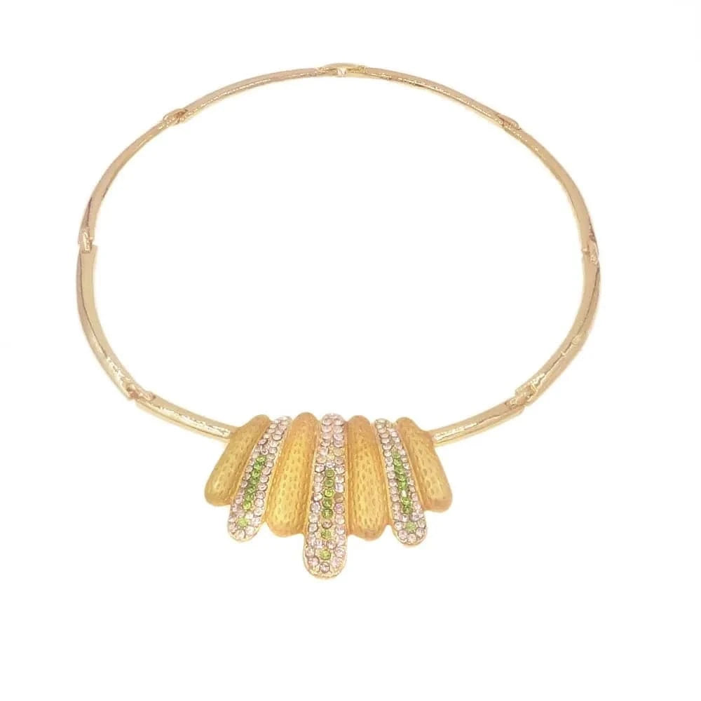 HA0164 New Fashion Jewelry Accessories 18 K Gold Plated Necklace Earrings Bracelet Rings Nigeria Women's Gold Jewelry Set Necklace