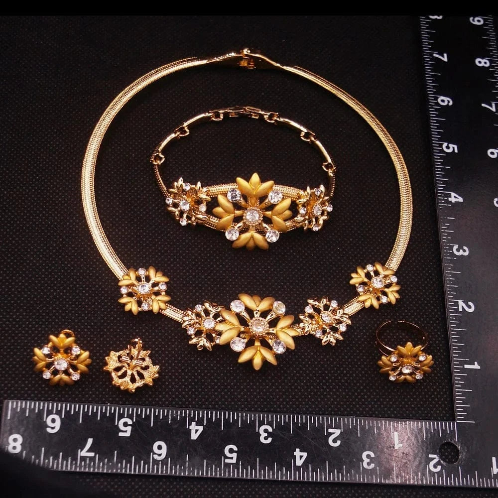 HA0206 New Design 18K Gold Plated Jewellery Sets Dubai Saudi Gold Jewelry Set High Quality Fashion African Jewelry Necklace Set Earring