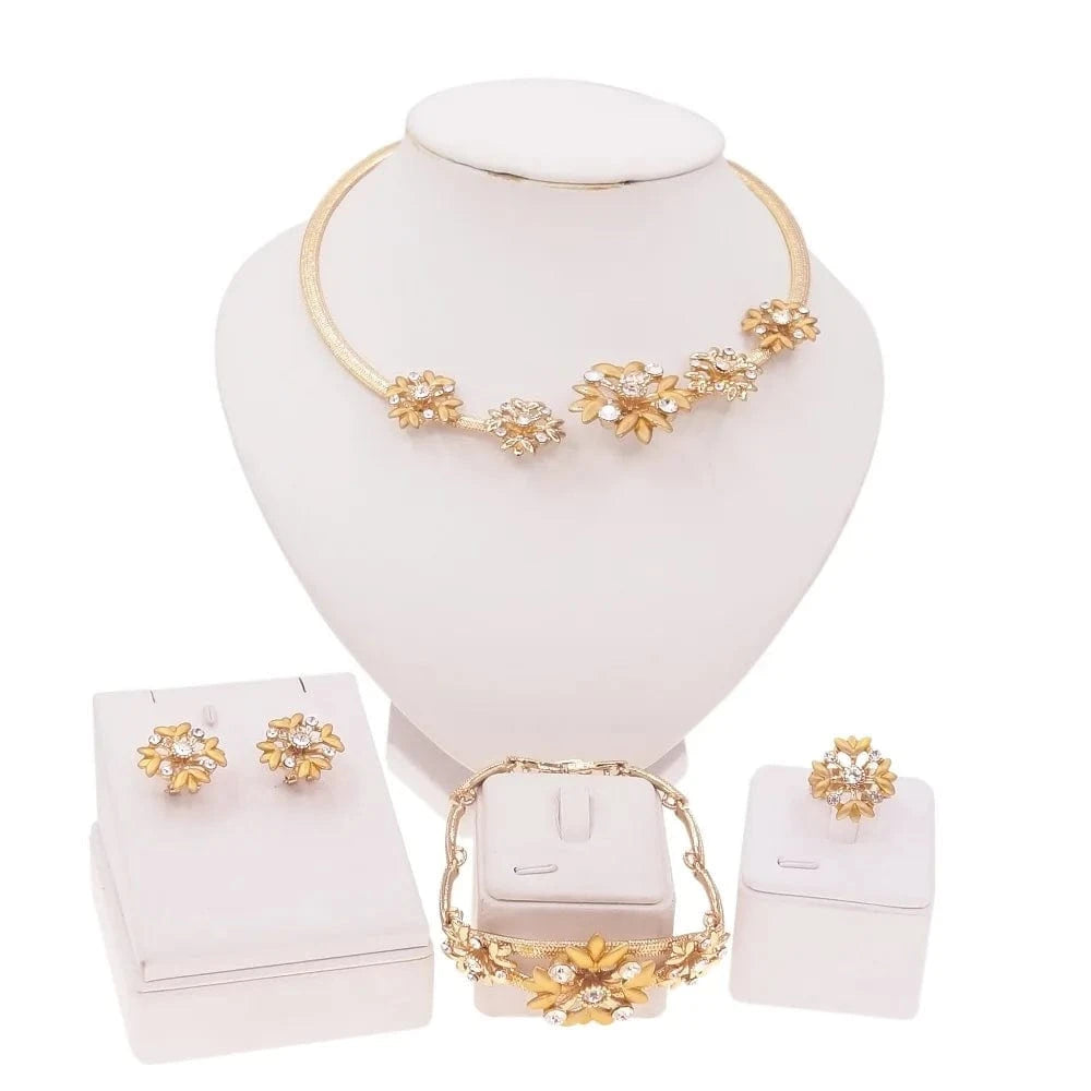 HA0206 New Design 18K Gold Plated Jewellery Sets Dubai Saudi Gold Jewelry Set High Quality Fashion African Jewelry Necklace Set Earring
