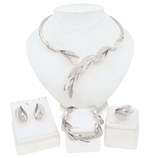 HA23262 Dubai Gold Jewelry Sets Women Fashion Necklace Fine African Jewelry Women Necklace Set Earrings Bangle Rings Jewelry For Women