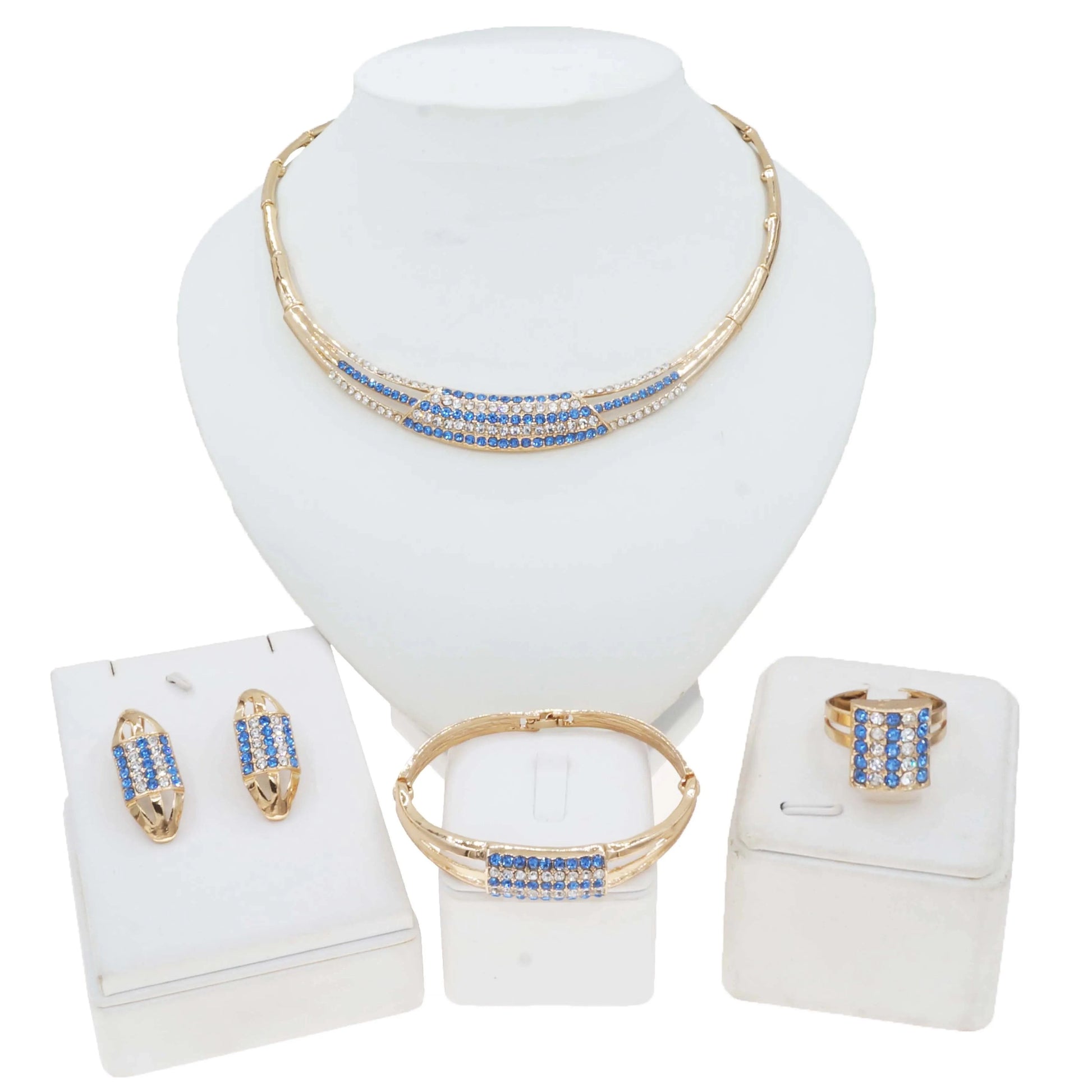 HA23297 Custom Wholesale Jewelry Fashion Dubai 18 K Gold Plated Luxury African Jewelry Sets Bridal Wedding Zircon Jewelry Set Women
