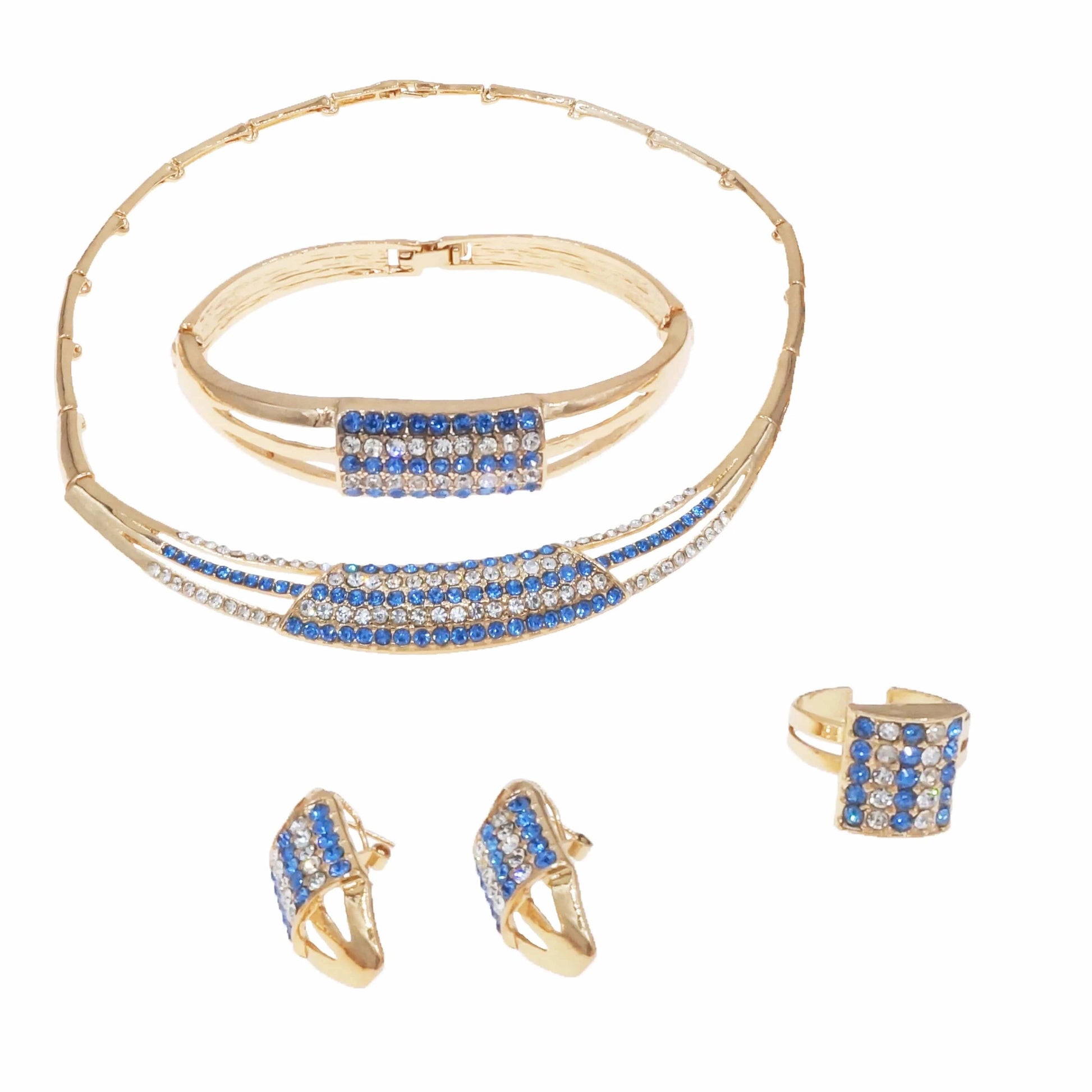 HA23297 Custom Wholesale Jewelry Fashion Dubai 18 K Gold Plated Luxury African Jewelry Sets Bridal Wedding Zircon Jewelry Set Women