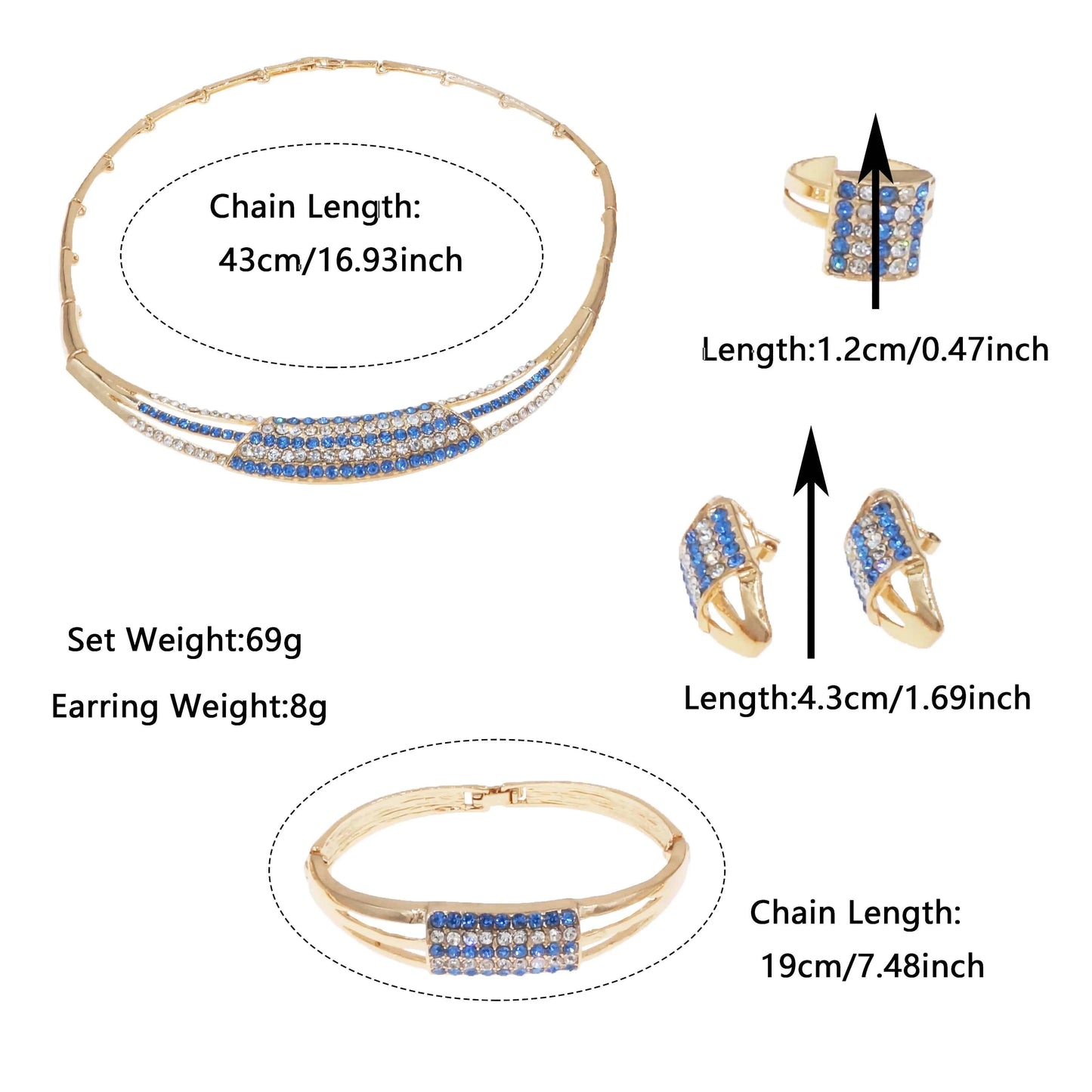 HA23297 Custom Wholesale Jewelry Fashion Dubai 18 K Gold Plated Luxury African Jewelry Sets Bridal Wedding Zircon Jewelry Set Women