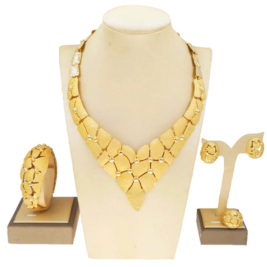 HA2337714 Dubai High Quality Alloy Jewelry Sets Women Wedding Party Accessories For Women 18 K Gold Jewelry African Necklace Set