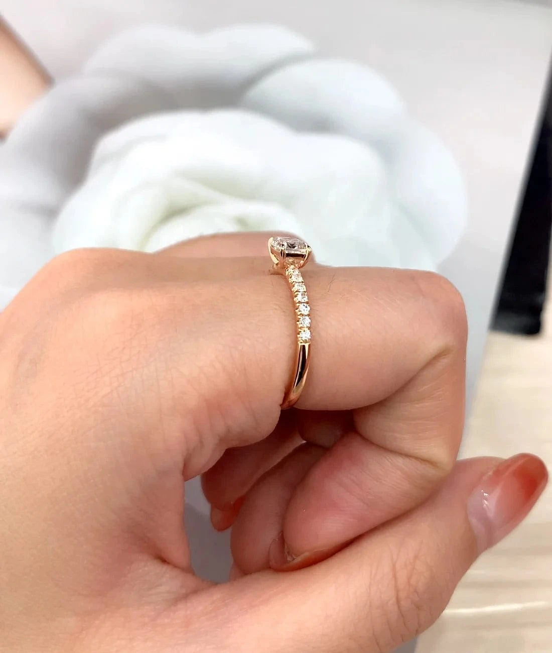 Hailer D color 0.7ct emerald shape vvs grade cvd diamond rings jewelry women 18k gold for wedding