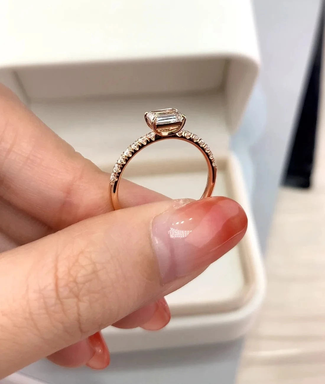 Hailer D color 0.7ct emerald shape vvs grade cvd diamond rings jewelry women 18k gold for wedding