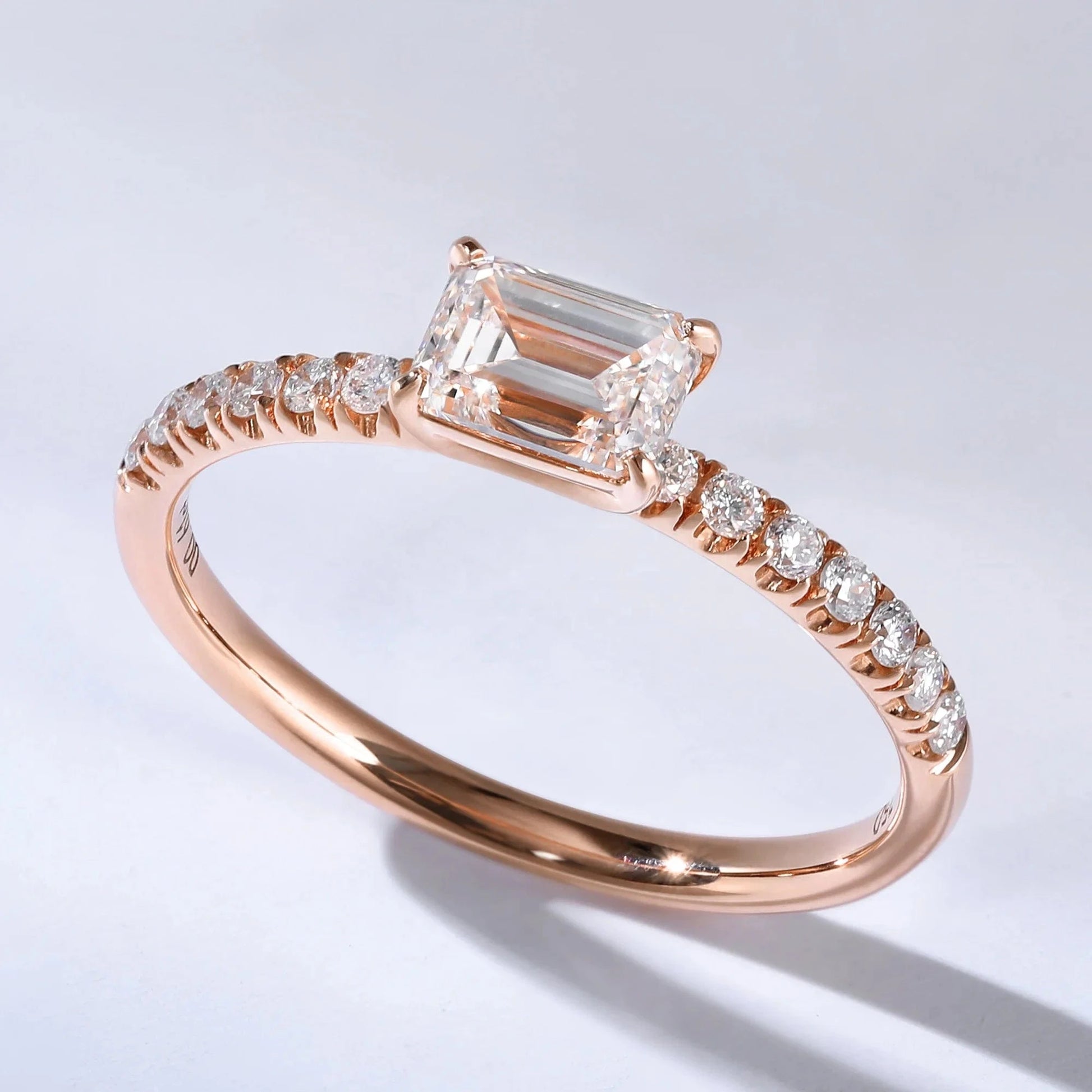 Hailer D color 0.7ct emerald shape vvs grade cvd diamond rings jewelry women 18k gold for wedding