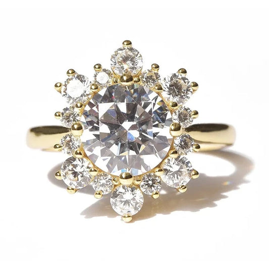 Hailer Jewelry snowflake shape gemstone wedding rings jewelry ring diamond silver moissanite ring 2 carat