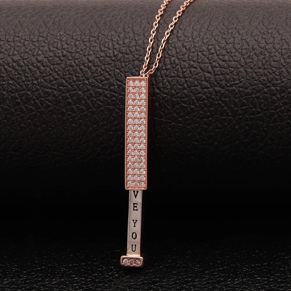 Hainon Luxury Micro Cubic Zircon Necklace I Love You Mom Rose Gold Plated Pendant Necklace Gifts Jewelry Wholesale