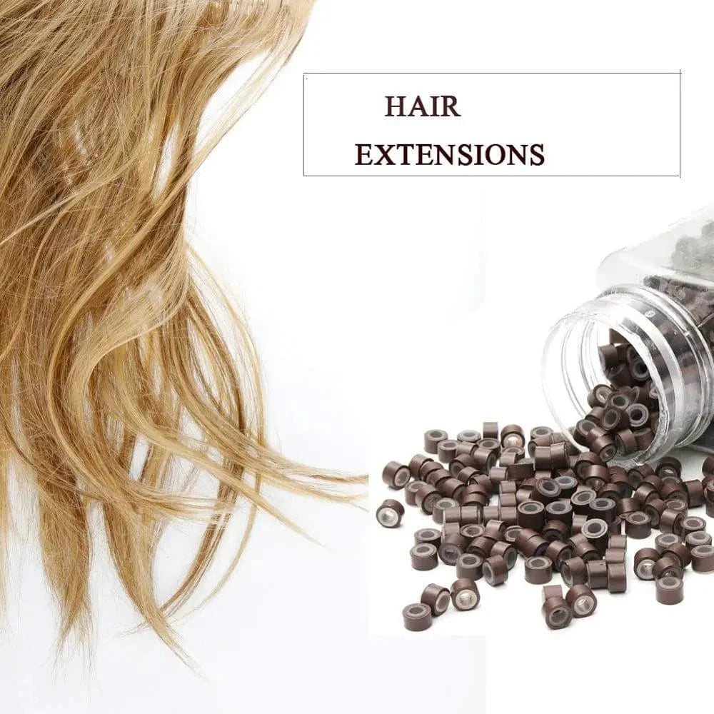 Hair Micro Rings 5*3MM 1000PCS Silicone Lined Micro Rings Links Beads for Hair Extensions black micro rings