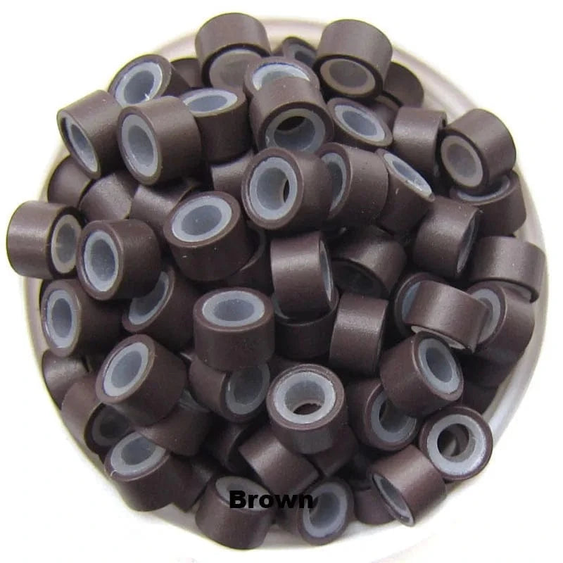 Hair Micro Rings 5*3MM 1000PCS Silicone Lined Micro Rings Links Beads for Hair Extensions black micro rings