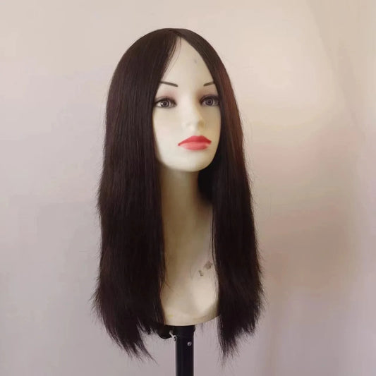 Haizhixiu Band Custom-made 12-20inch Long Human Hair Topper Pu for Women in Black Colour Human Hair Wigs