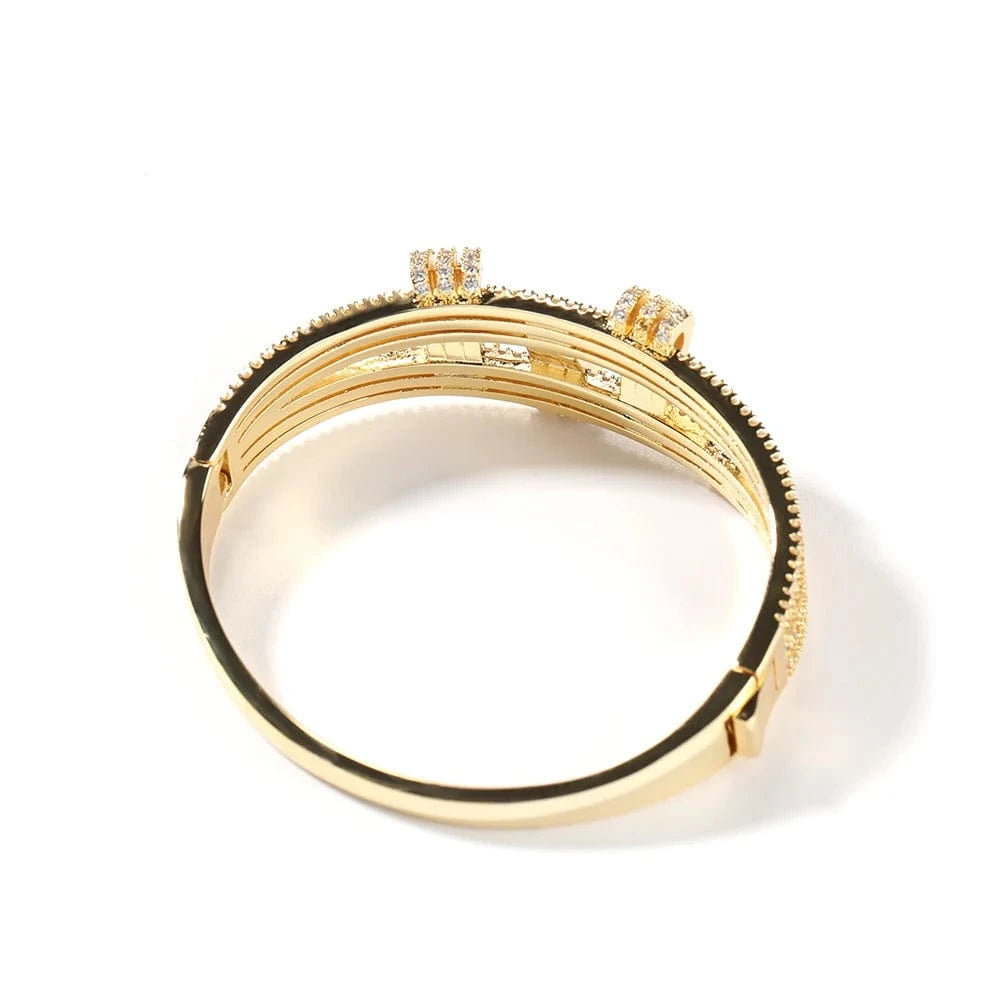 Half Cubic Zircon 2 layer Bar Bangle Bracelet Hip Hop Women Men Fashion Jewelry