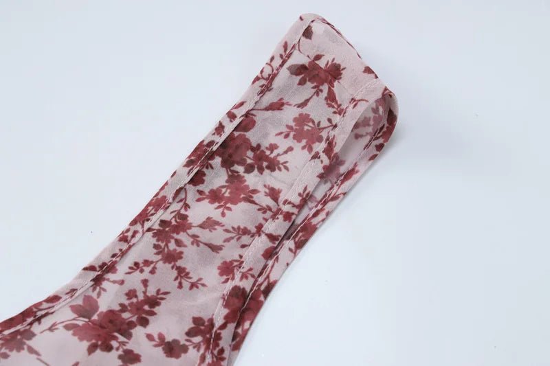 Halter Maxi Dress Backless Floral Print Chiffon Beach Vacation Style Elegant Resort Wear - SN Wigs & More
