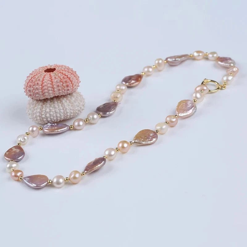 Handmade 18k gold plated drop shape freshwater pearl beads women jewelry set