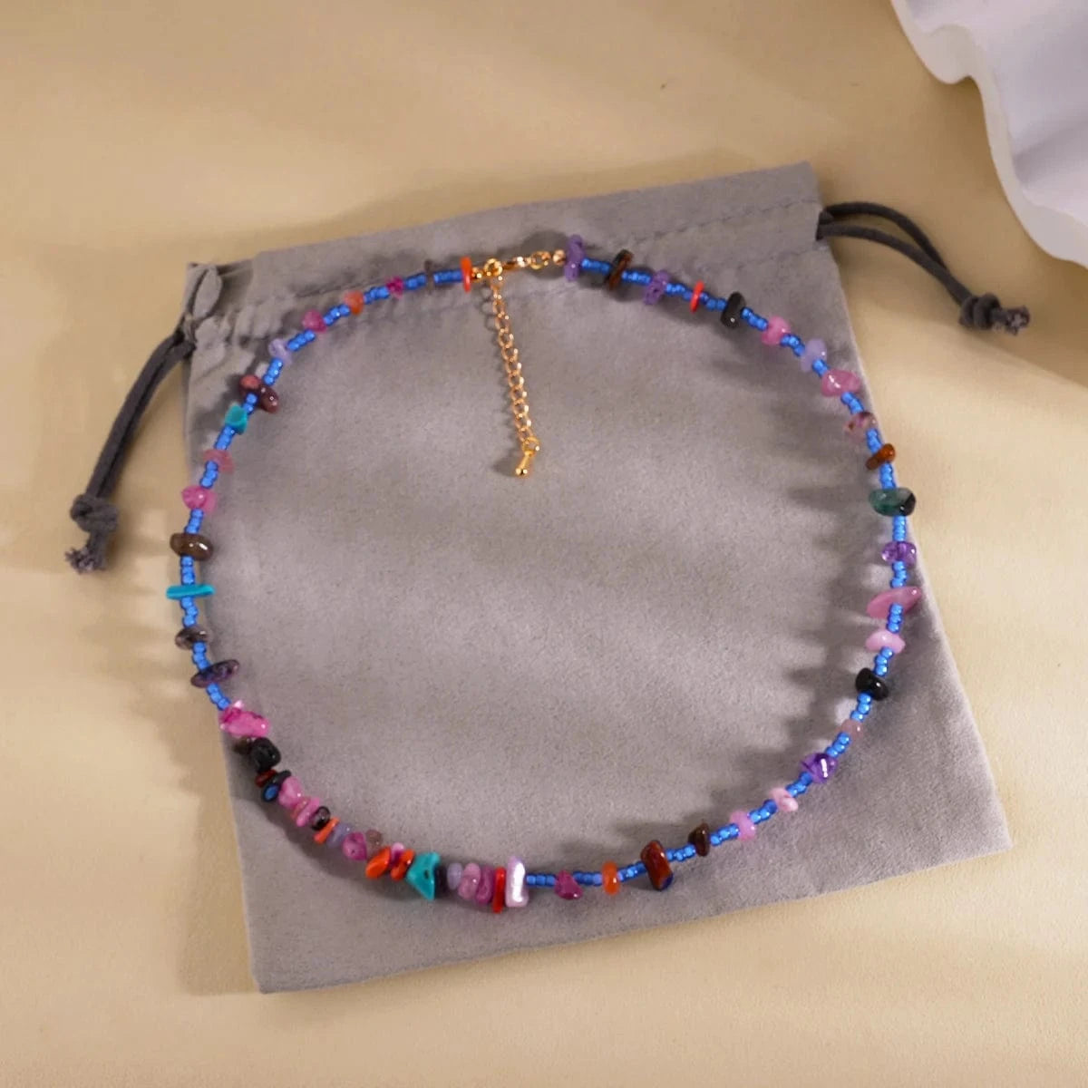 handmade colorful bohemian layers glass seed beads plastic beads stone chips beads charm multiple 2 layered necklace jewelry