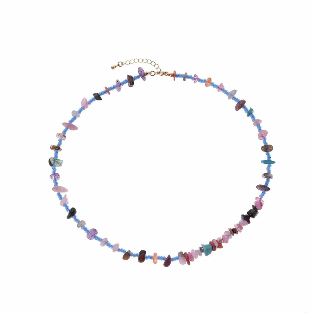 handmade colorful bohemian layers glass seed beads plastic beads stone chips beads charm multiple 2 layered necklace jewelry