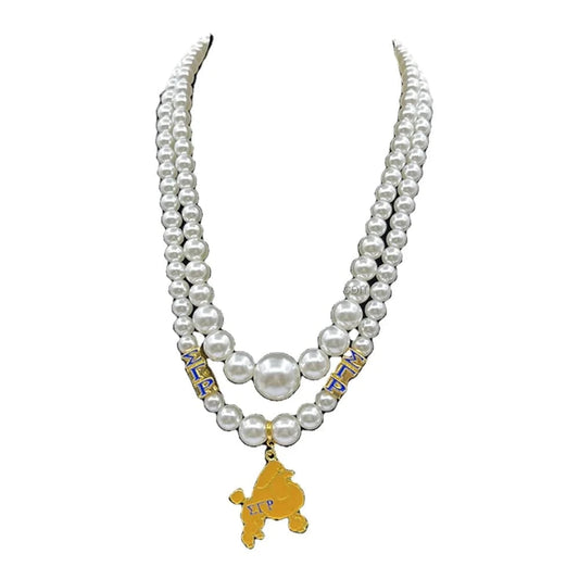 Handmade Custom New Arrivals  Greek Sigma Gamma Rho Simple Style White  Pearl Necklaces Sorority Jewelry Gift