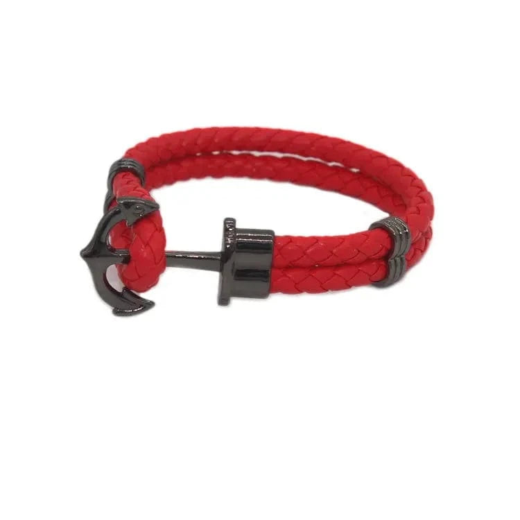 Handmade Customized DIY Woman Leather  Bracelets Anchor Rope Mens Couple Friendship Silver Gold Bracelets