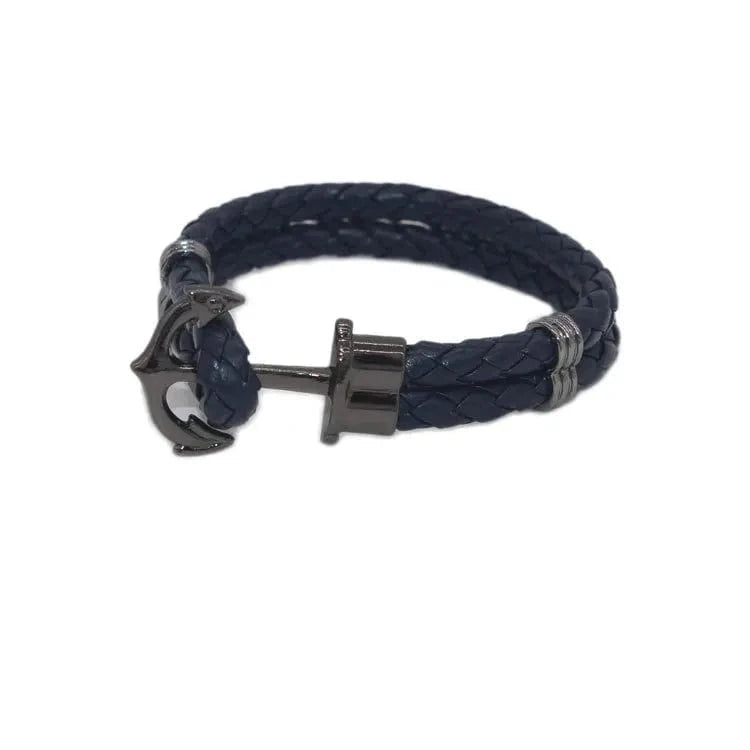 Handmade Customized DIY Woman Leather  Bracelets Anchor Rope Mens Couple Friendship Silver Gold Bracelets