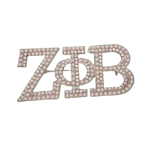 Handmade Greek Sorority Custom zeta Gift for Finer Women Letter Pearl Brooch