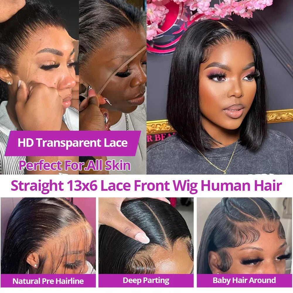 HD Lace Frontal Bob Wig (10–16 Inch Options) - SN Wigs & More