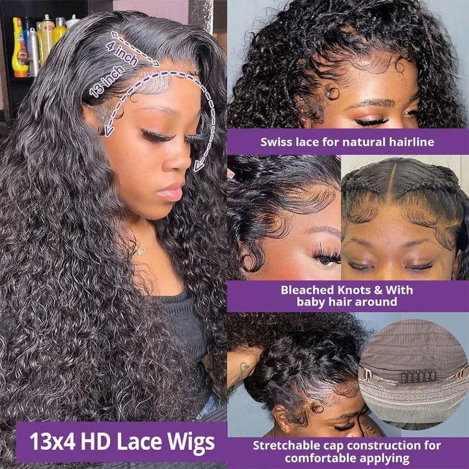 Hd Lace Wig 13x6 Human Hair Deep Wave Frontal Wig 30 40Inch Curly Wigs For Women Brazilian Hair 13x4 Water Wave Lace Front Wig