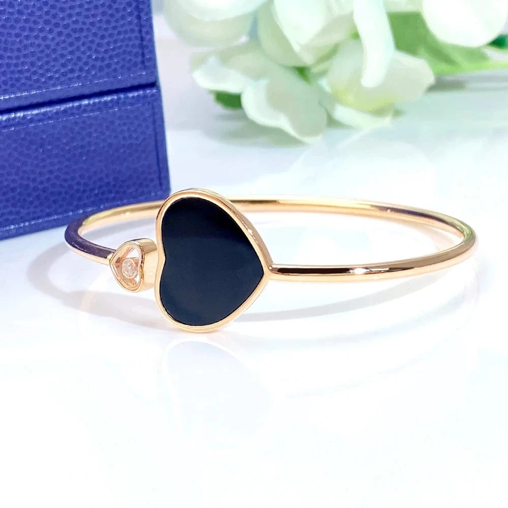 Heart / 18cm / Black Onyx Diy Supplies Jewelry Accessories Sterling Silver 925 Jewellery Luxury Holiday Jewelry Gold Plated Bracelet For Woman