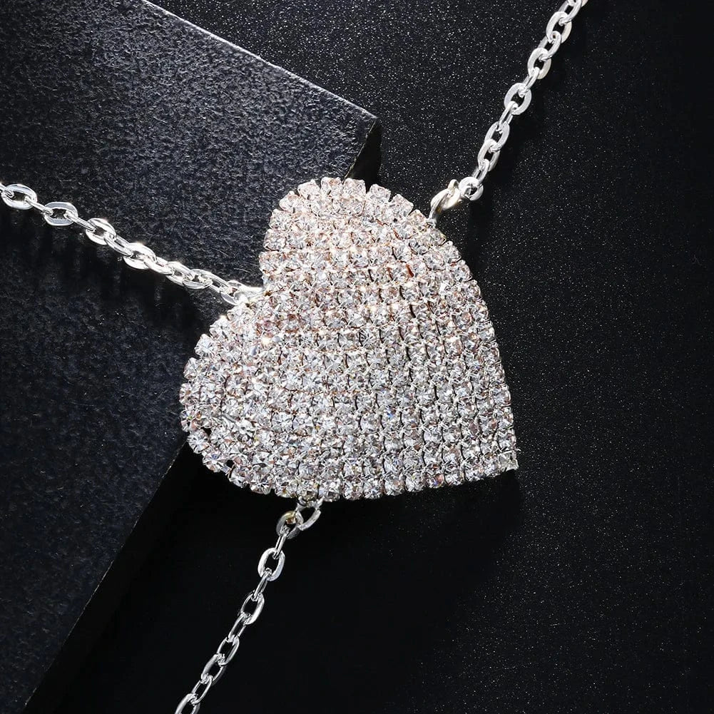 Heart Shaped Body Chain Sexy Interesting Diamond Heart Chest Sticker Jewelry No Piercing Jewelry