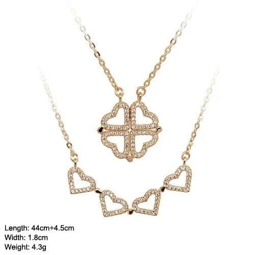 Hearts Four Leaf Clover Style 925 Sterling Silver Necklaces Magnetic Couple Heart Necklace Jewelry
